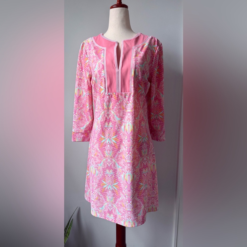 Talbots x Cabana Life Pink Printed Long-Sleeve Shift Dress knee Length
summer